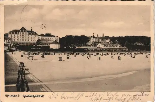 Ansichtskarte Heringsdorf Usedom Badestrand, Pavillon - Hotels 1937