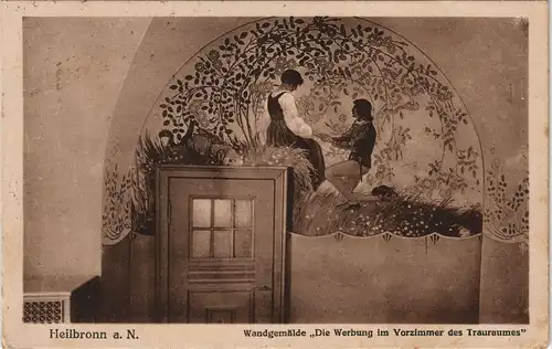 Heilbronn Wandgemälde ,,Die Werbung im Vorzimmer des Trauraumes" 1920