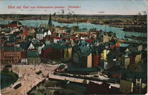 Ansichtskarte Kiel Stadt und Platz vom Rathausturm 1915