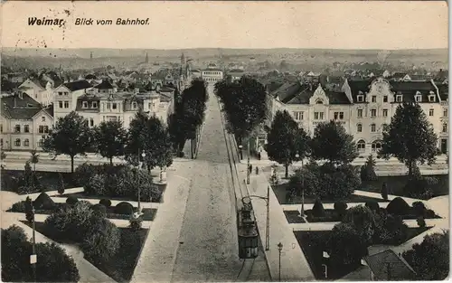 Ansichtskarte Weimar Straßenpartie vom Bahnhof 1919