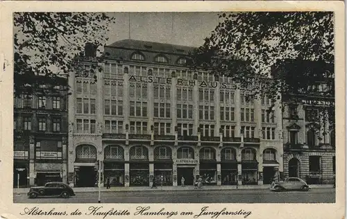 Ansichtskarte Hamburg Jungfernstieg, Poststraße Kaufhaus Alsterhaus 1942