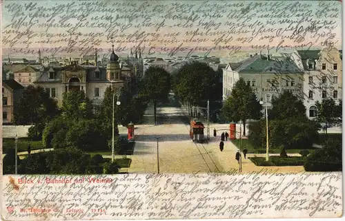 Ansichtskarte Weimar Blick vom Bahnhof - Straßenbahn 1904
