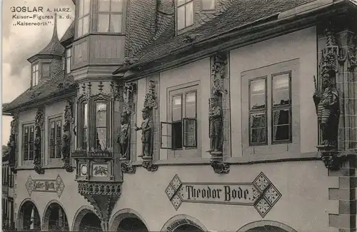 Ansichtskarte Goslar ,,Kaiserworth" Kaiser-Figuren 1909