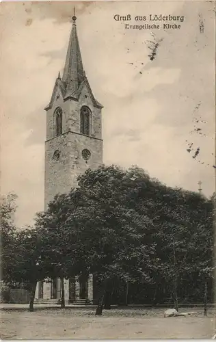 Ansichtskarte Löderburg-Staßfurt Stassfurt Partie an der evang. Kirche 1906