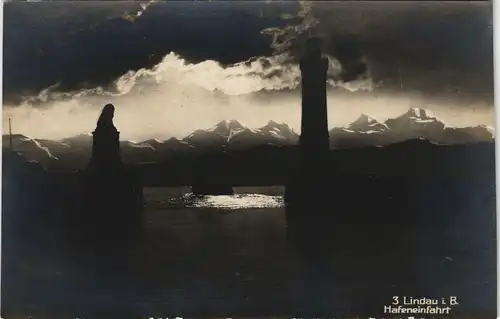 Lindau (Bodensee) Hafen Gewitterstimmung Sonnenspiel Fotokunst 1927