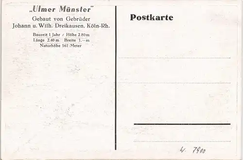 Köln „Ulmer Münster" Gebaut von Gebrüder Johann u Wilh Dreikausen Köln-Rh. 1928