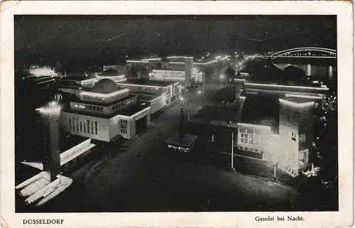 Ansichtskarte Düsseldorf Gesolei bei Nacht - Beleuchtung 1932