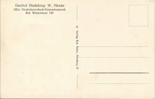 Ansichtskarte Niederhaverbeck Gasthof Heidekrug 1952