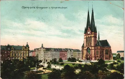 Ansichtskarte Chemnitz Körnerplatz 1914