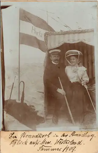 Westerland-Sylt Ehepaar im Strandkorb Strandburg 1909 Privatfoto Foto
