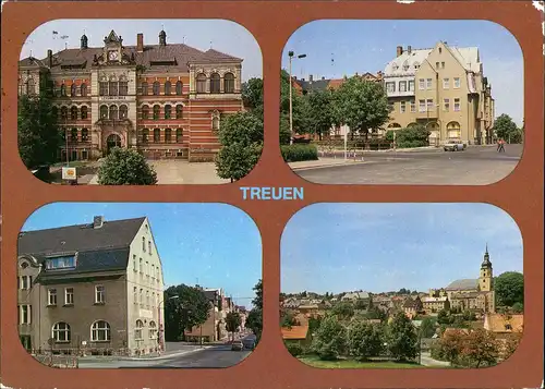 Treuen (Vogtland) Lessingschule, Ernst-Thälmann-Platz mit  Übersicht 1986
