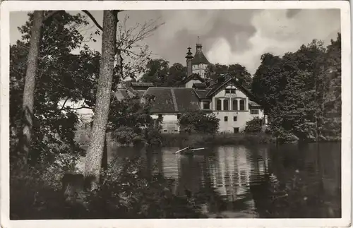 Postcard Dirna Dírná Blick über den Fluß auf die Stadt 1942