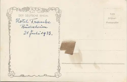 Ansichtskarte Rüdesheim (Rhein) Rheinstraße, Hotels Fotokarte 1930