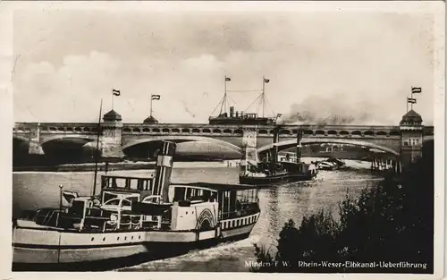 Minden Rhein-Weser-Elbkanal-Ueberführung Dampfer Fotomontage 1932
