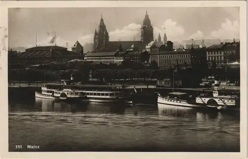 Ansichtskarte Mainz Stadt, Halle - Rheindampfer 1934