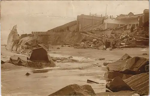 Westerland-Sylt zerstörte Strandrestaurants nach Sturmflut 1922
