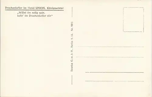 Ansichtskarte Königswinter Drachenkeller im Hotel UNION 1932