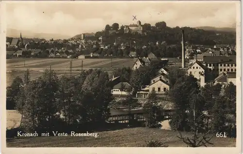 Ansichtskarte Kronach Veste, Stadtpartie, Fabrik - Fotokarte 1937