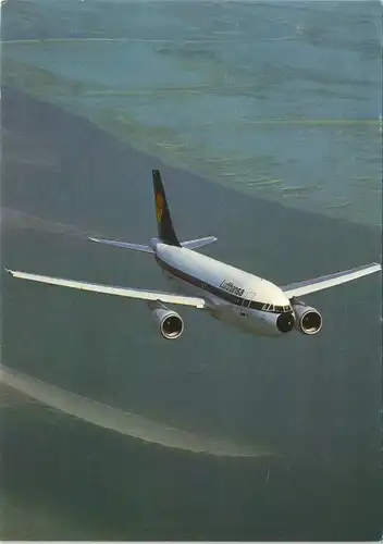 Ansichtskarte  Lufthansa Flugzeug über dem Meer Luftbild 1985