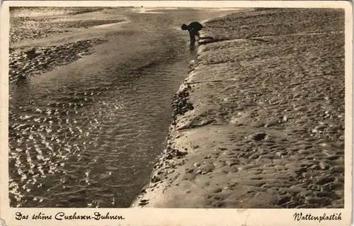 Ansichtskarte Duhnen-Cuxhaven Stimmungsbild Wattenplastik 1932