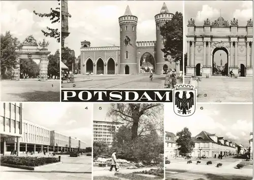 Potsdam DDR Mehrbild-AK Institut Lehrbildung, Freundschaftsinsel, Jägertor 1982