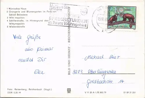Ansichtskarte Weimar DDR Mehrbild-AK mit 5 Stadtteilansichten 1981/1979