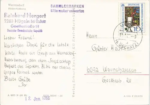 Ansichtskarte Wermsdorf Schloss Hubertusburg (Castle View), DDR AK 1966/1965