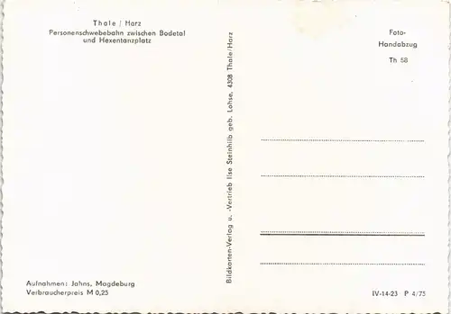 Thale (Harz) Personenschwebebahn Bodetal  Hexentanzplatz DDR Mehrbildkarte 1975