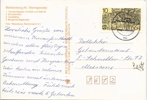 Ansichtskarte Blankenburg (Harz) DDR Mehrbildkarte mit 4 Foto-Ansichten 1987