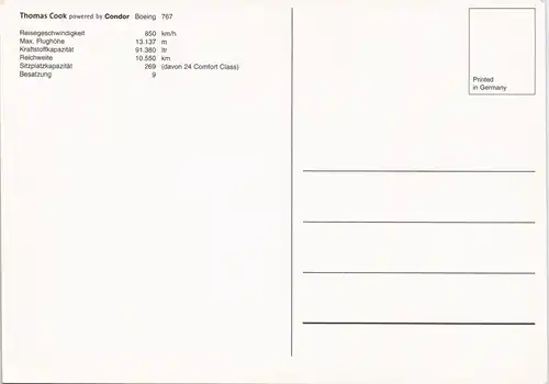 Thomas Cook powered by Condor Boeing 767 Flugzeug Motiv-AK 2000
