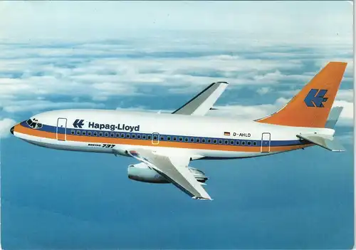 Ansichtskarte  Flugzeug Motivkarte Airplane Hapag-Lloyd Boeing 737-200 1990