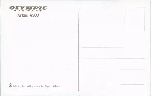 Ansichtskarte  OLYMPIC AIRWAYS Airbus A300 Flugzeug Motivkarte Airplane 1990