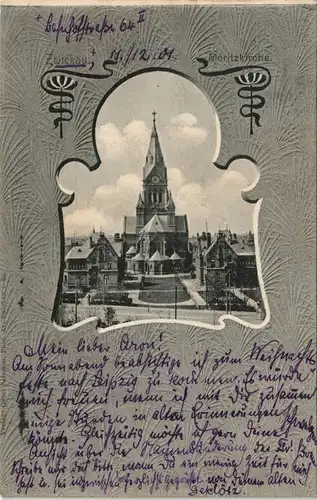 Ansichtskarte Zwickau Moritzkirche 1905 Passepartout