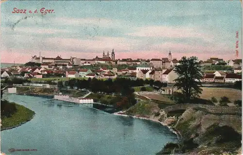 Postcard Saaz (Eger) Žatec Stadt Flußbadeanstalt 1909
