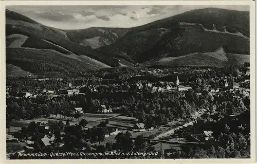 Postcard Querseiffen-Krummhübel Karpacz Blick auf die Stadt 1932
