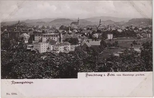 Hirschberg (Schlesien) Jelenia Góra Stadt vom Haqusberge gesehen 1904