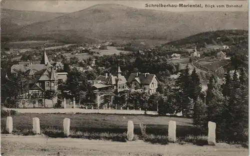 Postcard Mariental-Schreiberhau Szklarska Poręba Blick vom Bahnhof 1913