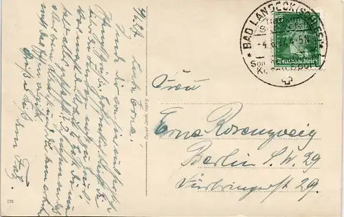 Postcard Bad Landeck Lądek-Zdrój Totalansicht 1927