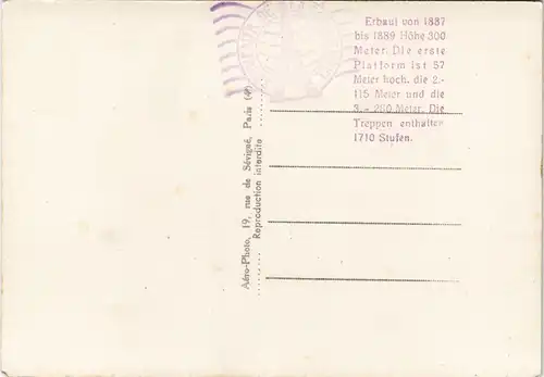 CPA Paris Luftbild Eiffelturm/Tour Eiffel 1933