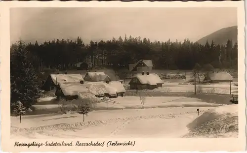 Postcard Harrachsdorf Harrachov Winterpartie in der Stadt 1932