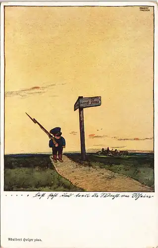 Ansichtskarte  WK1 Militaria Künstlerkarte Kind als Soldat 1917