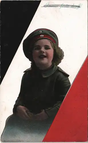 Militär/Propaganda 1.WK "Immer feste druff" Kind in Uniform 1915