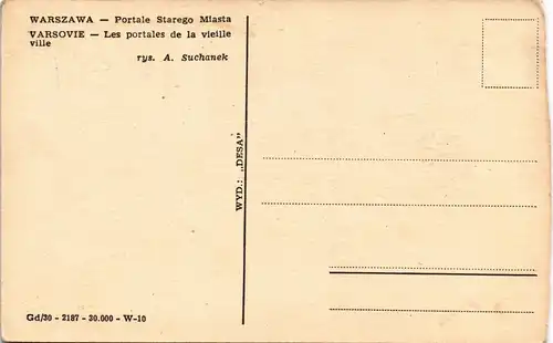 Postcard Warschau Warszawa Portale Starego Miasta - Künstlerkarte 1952