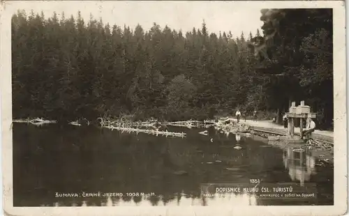 .Tschechien ŠUMAVA ČERNÉ JEZERO Holz-Verarbeitung am See 1925