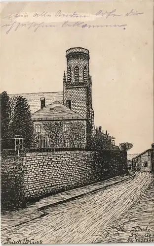 CPA Moussey (Vosges) Kirche - Straße, Künstlerkarte 1930