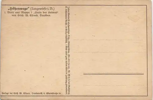 Postcard Langewiese-Osek Dlouhá Louka Ossegg Höhenwege 1928