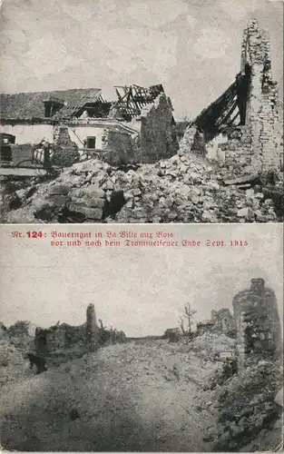 CPA Ville aux Bois 2 Bild: zerstörte Stadt Militaria WK1 1916