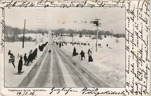 Postcard Montreal Toboggan Slide Skiläufer 1906