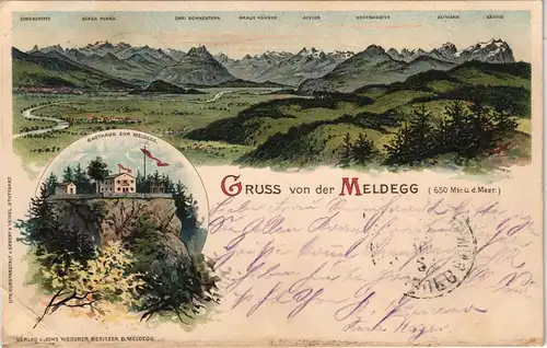 Ansichtskarte Walzenhausen Litho AK Meldegg Gasthaus 1899