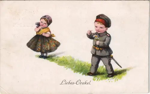 Feldpostkarte 1. WK Junge in Unifrom "Liebes-Orakel" 1918    Feldpost